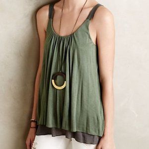 Anthropologie Amadi Layered Green Tank Top